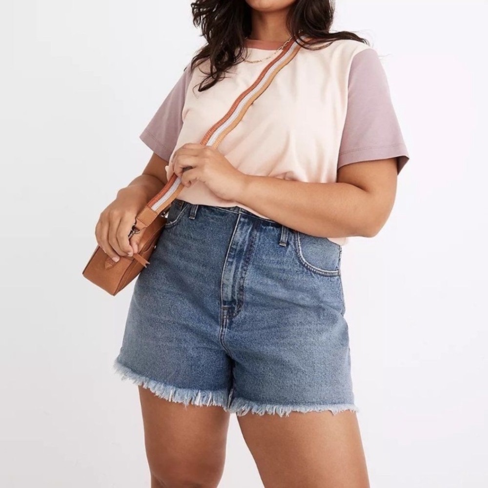 MADEWELL MOM JEAN HIGH RISE RAW HEM SHORT